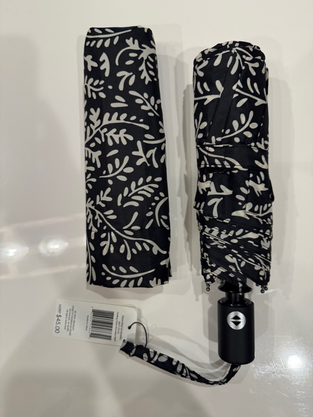 Vera Bradley Swirling Vines Moonless Night Compact Umbrella NWT